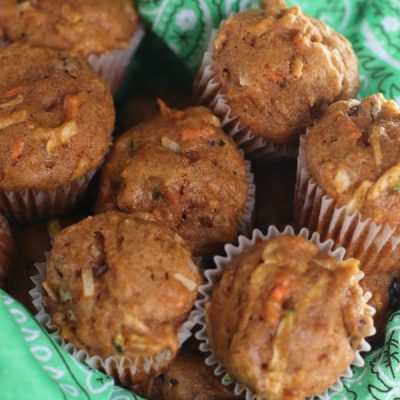 Muffins made with carrots, zucchini, apples, and coconut