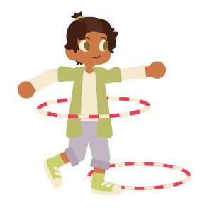 Illustration of a child playing with a hula hoop.